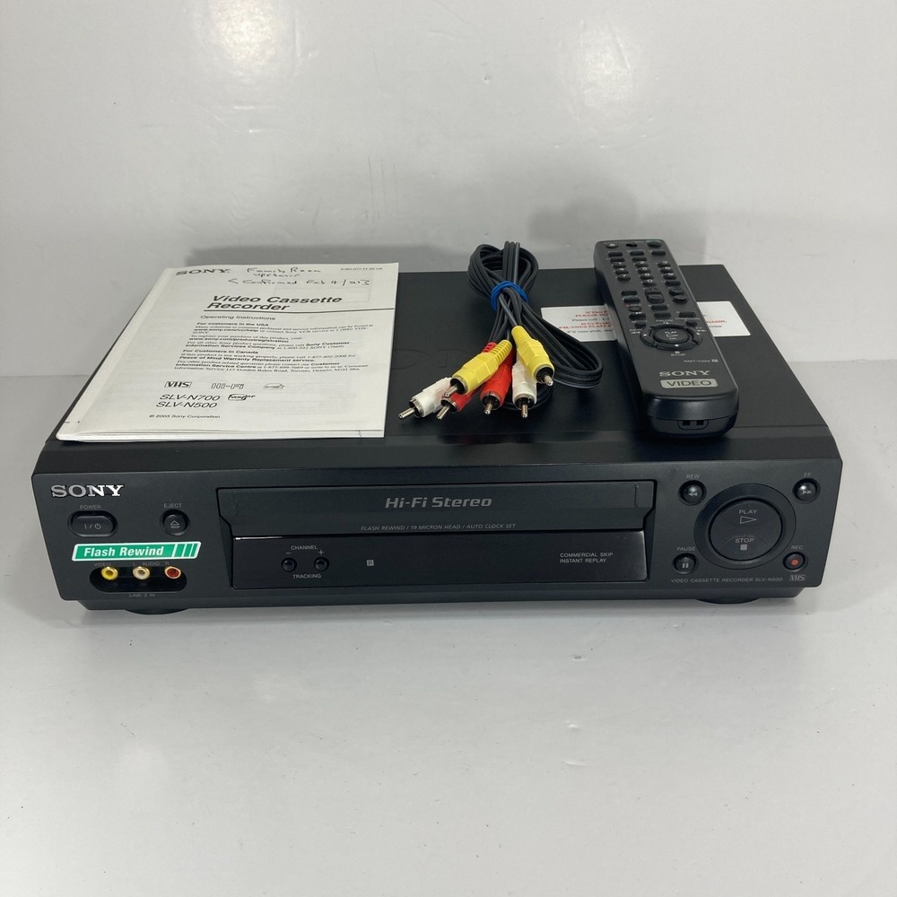 Sony SLV-N500 4-Head Hi-Fi Stereo VHS VCR Recorder w/ Remote & Manual - TESTED